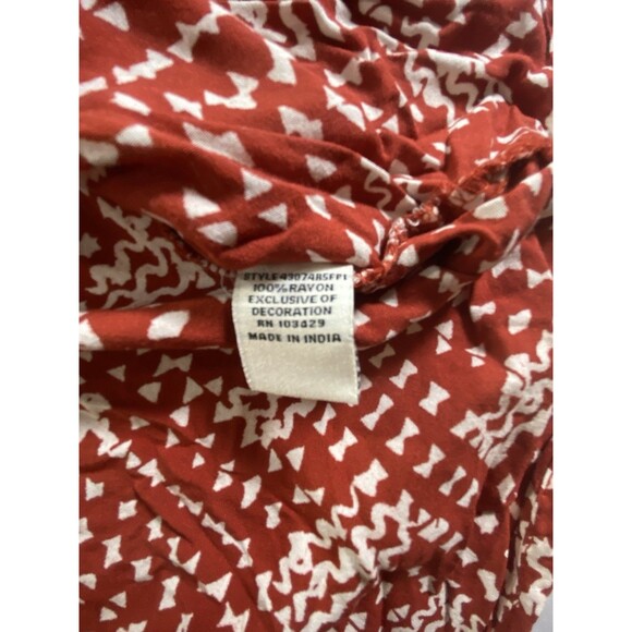 Caffe Marrakesh Boho Button-Up Top Sz Large Lace Detail Pockets Rust/White EUC - Picture 3 of 7